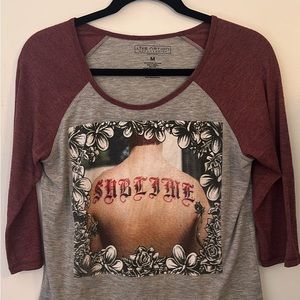 Live Nation Raglan Graphic Tee Gray and Red